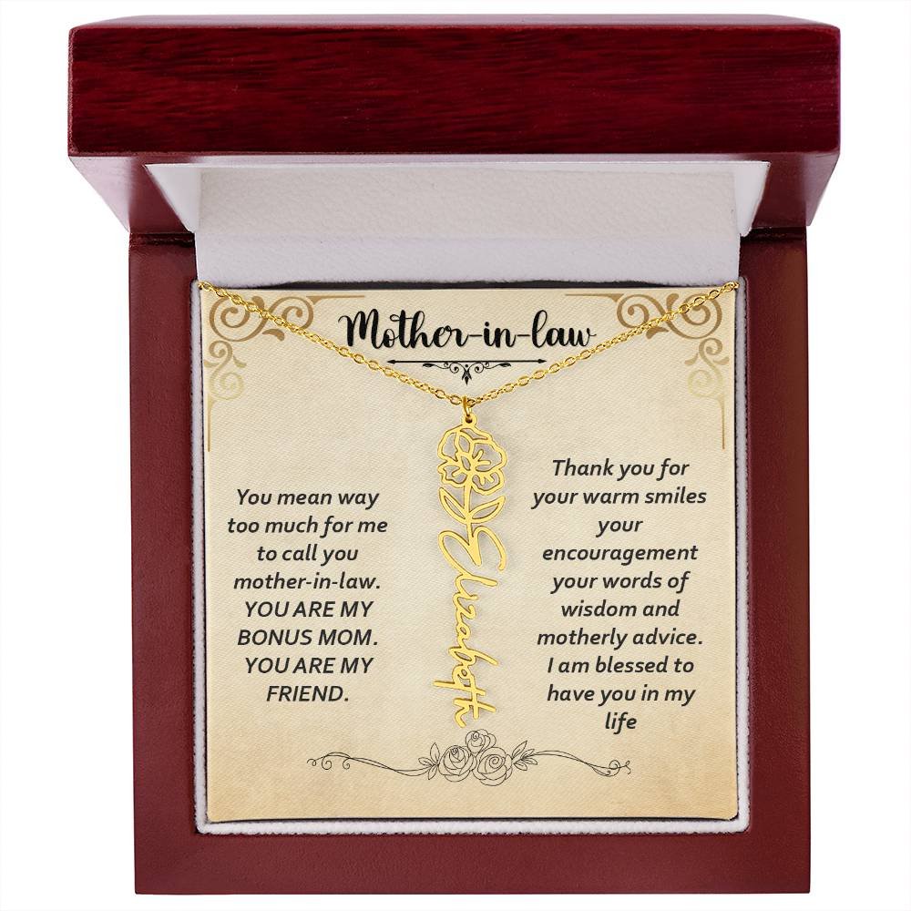 Flower Name Necklace - Custom Flower Name Necklace - Jewelry Inns