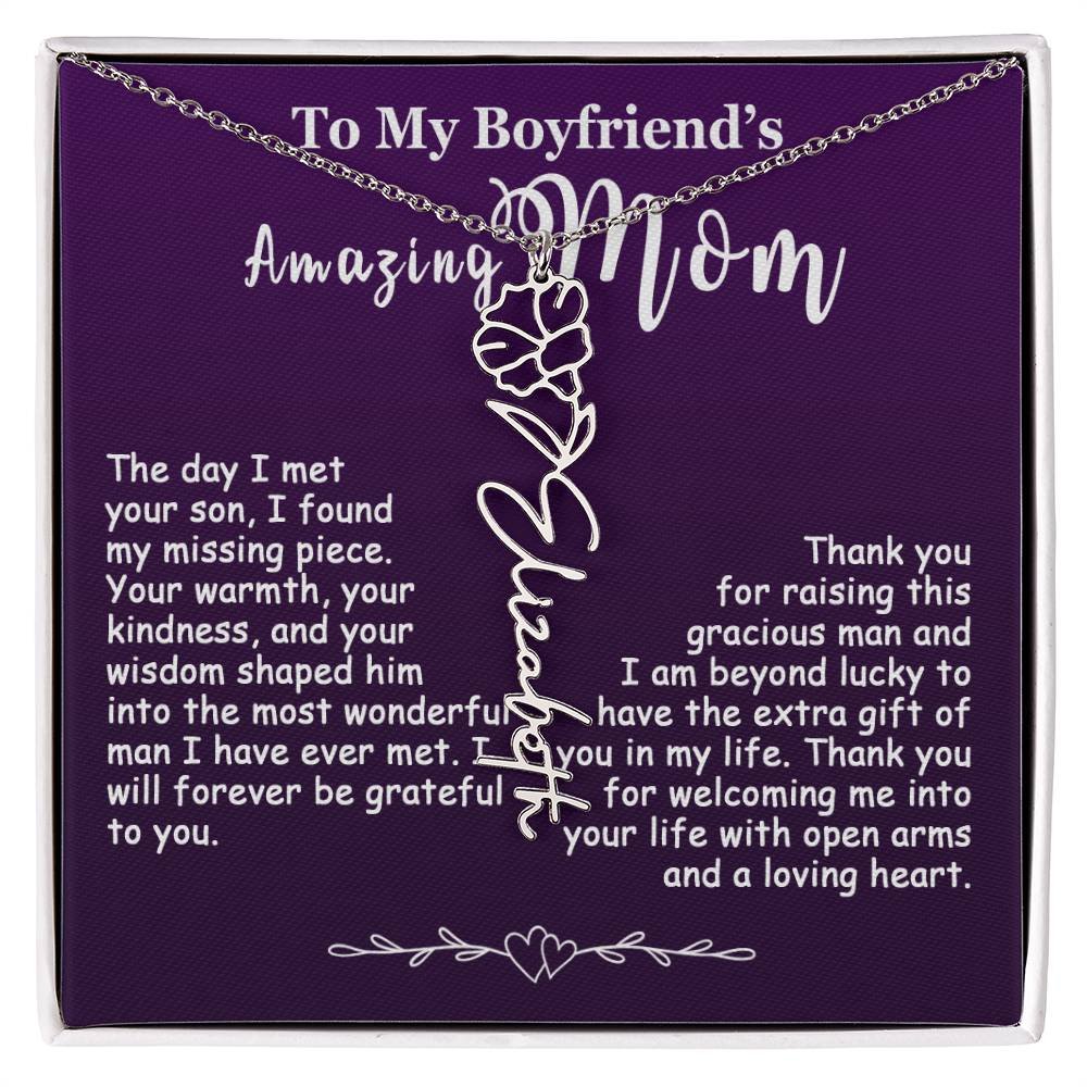 Custom Flower Name Necklace Gift For My Boyfriend's Mom #e308 - Image 9