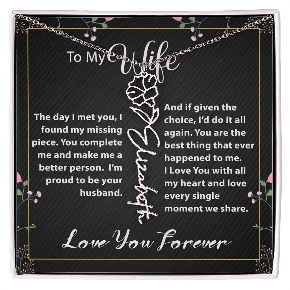 Custom Flower Name Necklace - Message Card Jewelry - Jewelry Inns