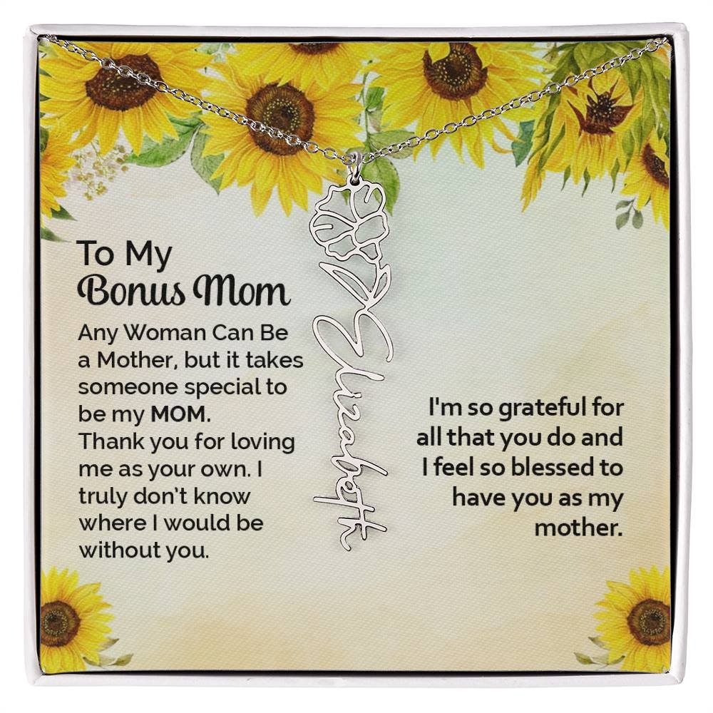 Custom Flower Name Necklace Gift To My Bonus Mom #e313 - Image 9