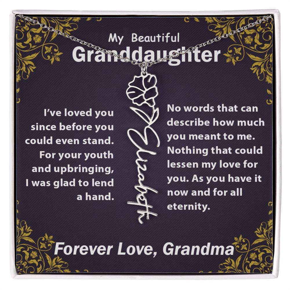 Personalized Flower Name Necklace, To My Granddaughter Gift from Grandma #e305 - Image 9