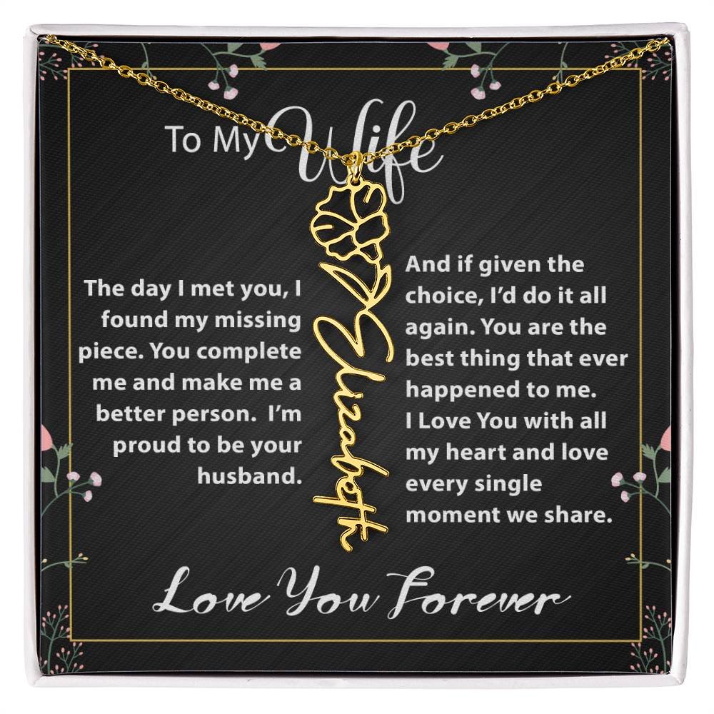 Custom Flower Name Necklace - Message Card Jewelry - Jewelry Inns