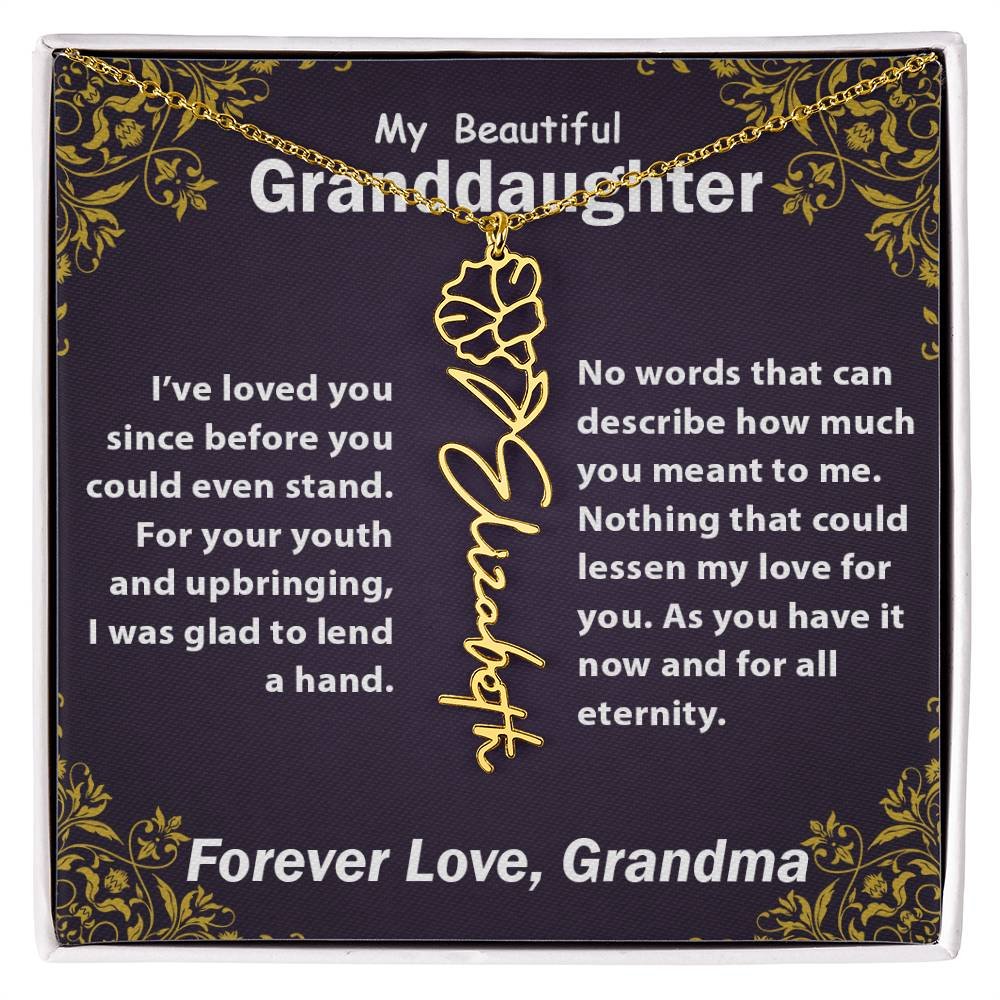 Personalized Flower Name Necklace, To My Granddaughter Gift from Grandma #e305 - Image 21