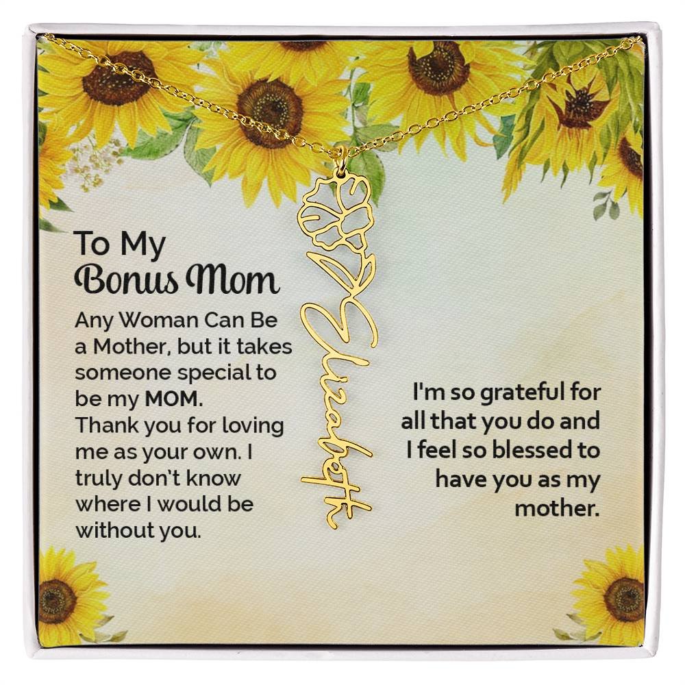 Custom Flower Name Necklace Gift To My Bonus Mom #e313 - Image 21