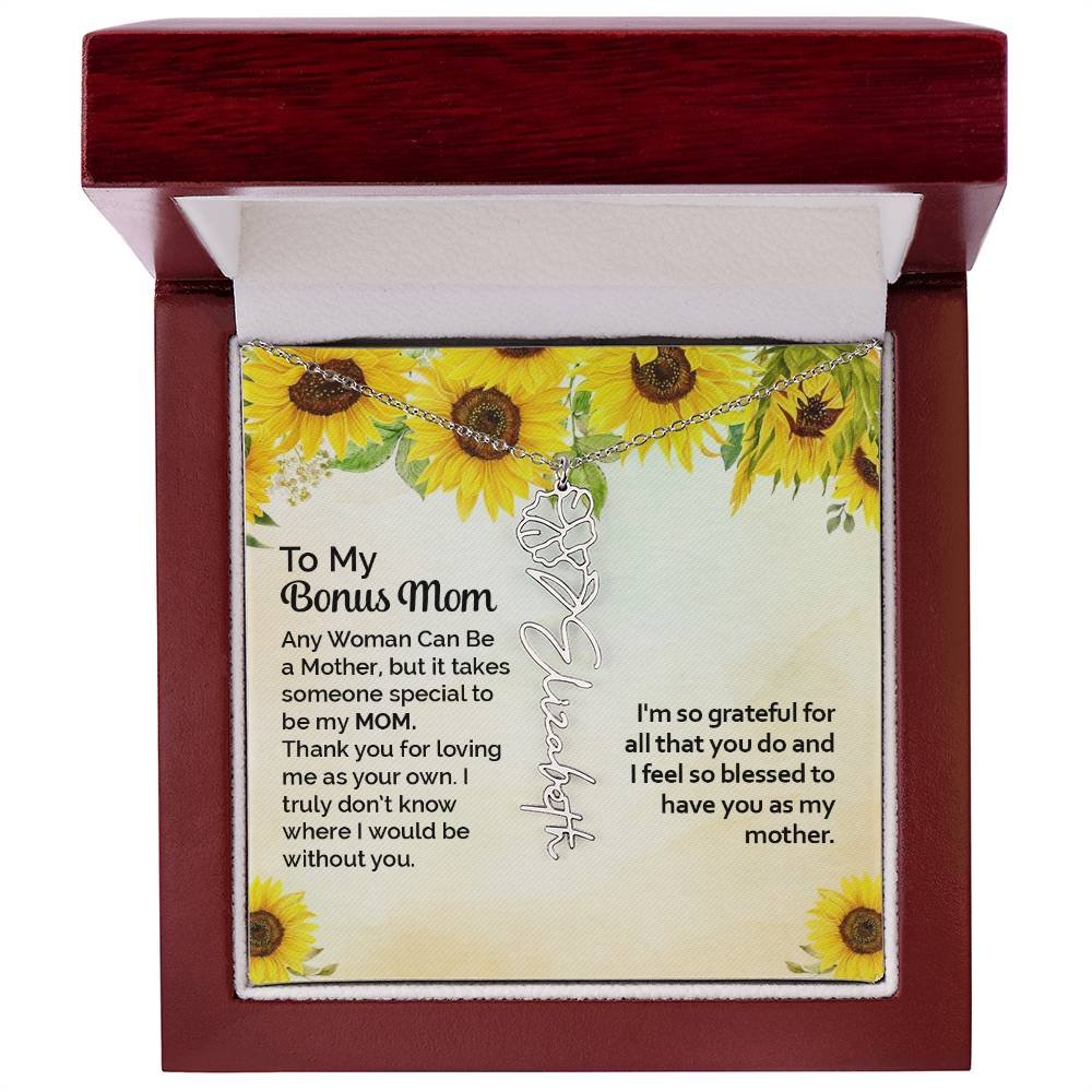Custom Flower Name Necklace Gift To My Bonus Mom #e313 - Image 33