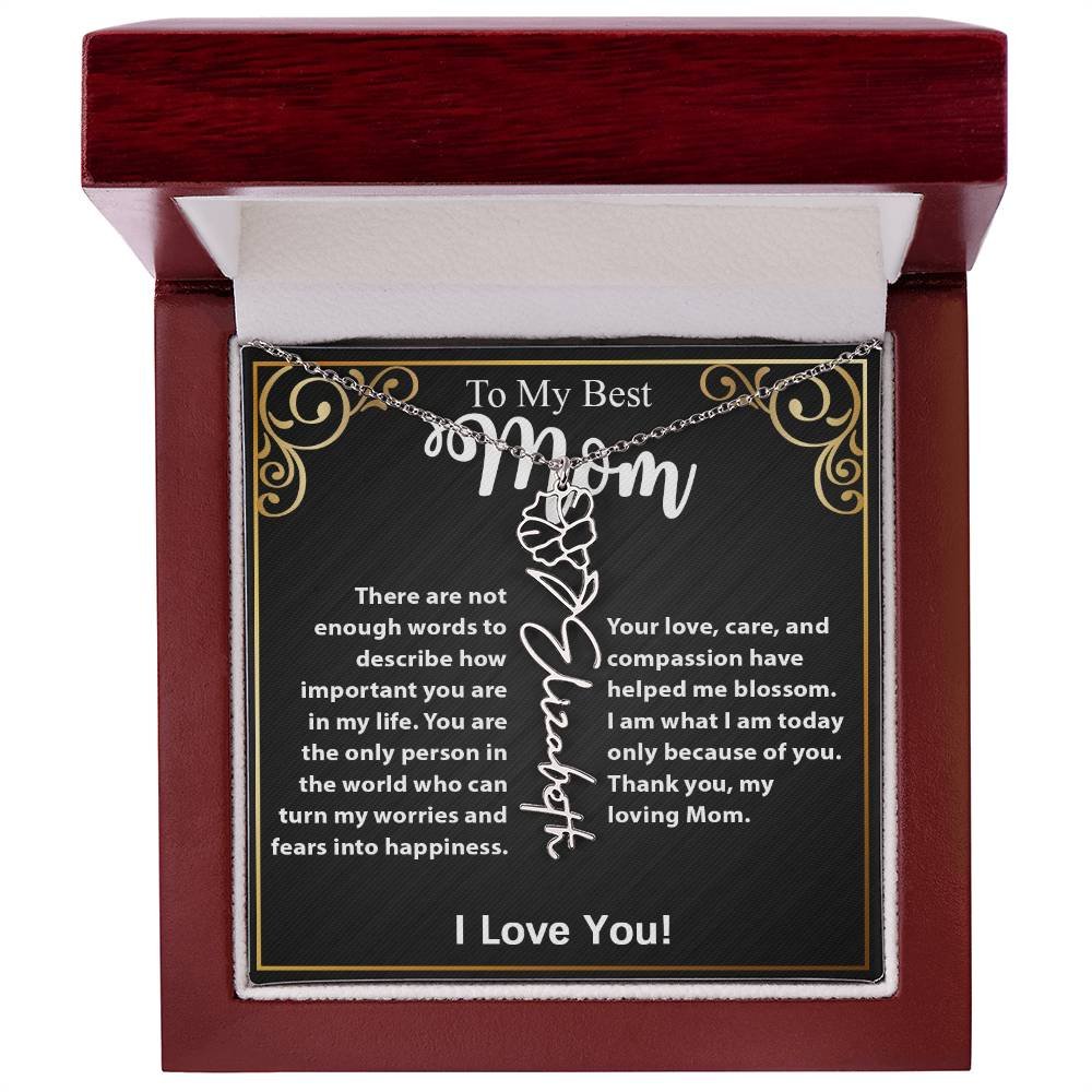 Custom Flower Name Necklace Gift For Mom From Daughter & Son #e307 - Image 33