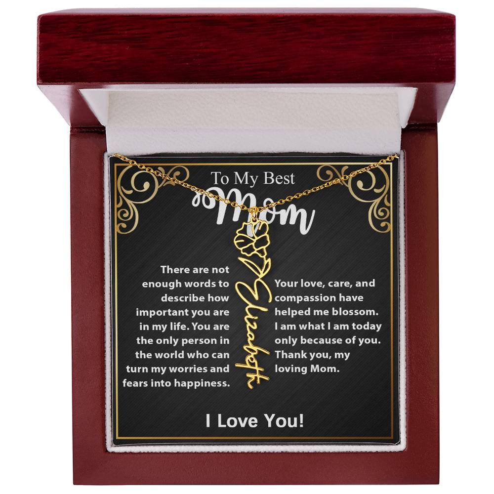 Custom Flower Name Necklace Gift For Mom From Daughter & Son #e307 - Image 44