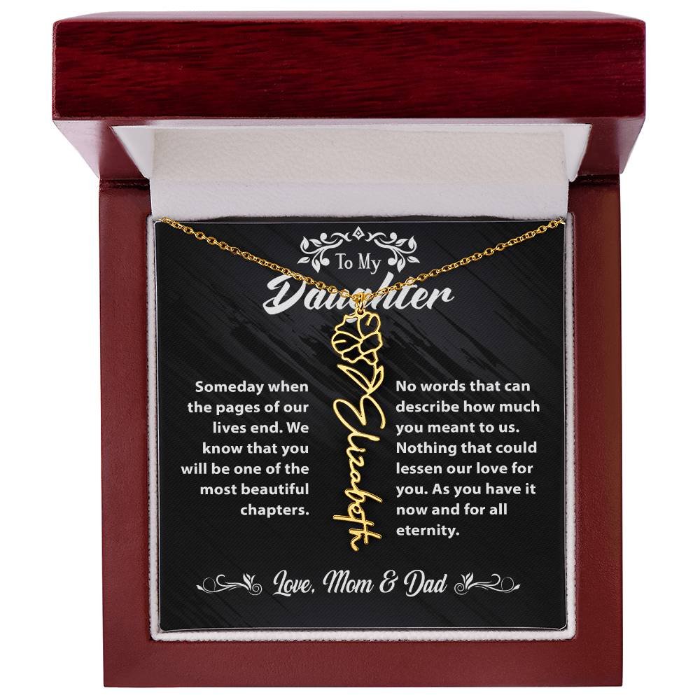 Flower Name Necklace To My Daughter Gift From Mom & Dad #e304 - Image 45