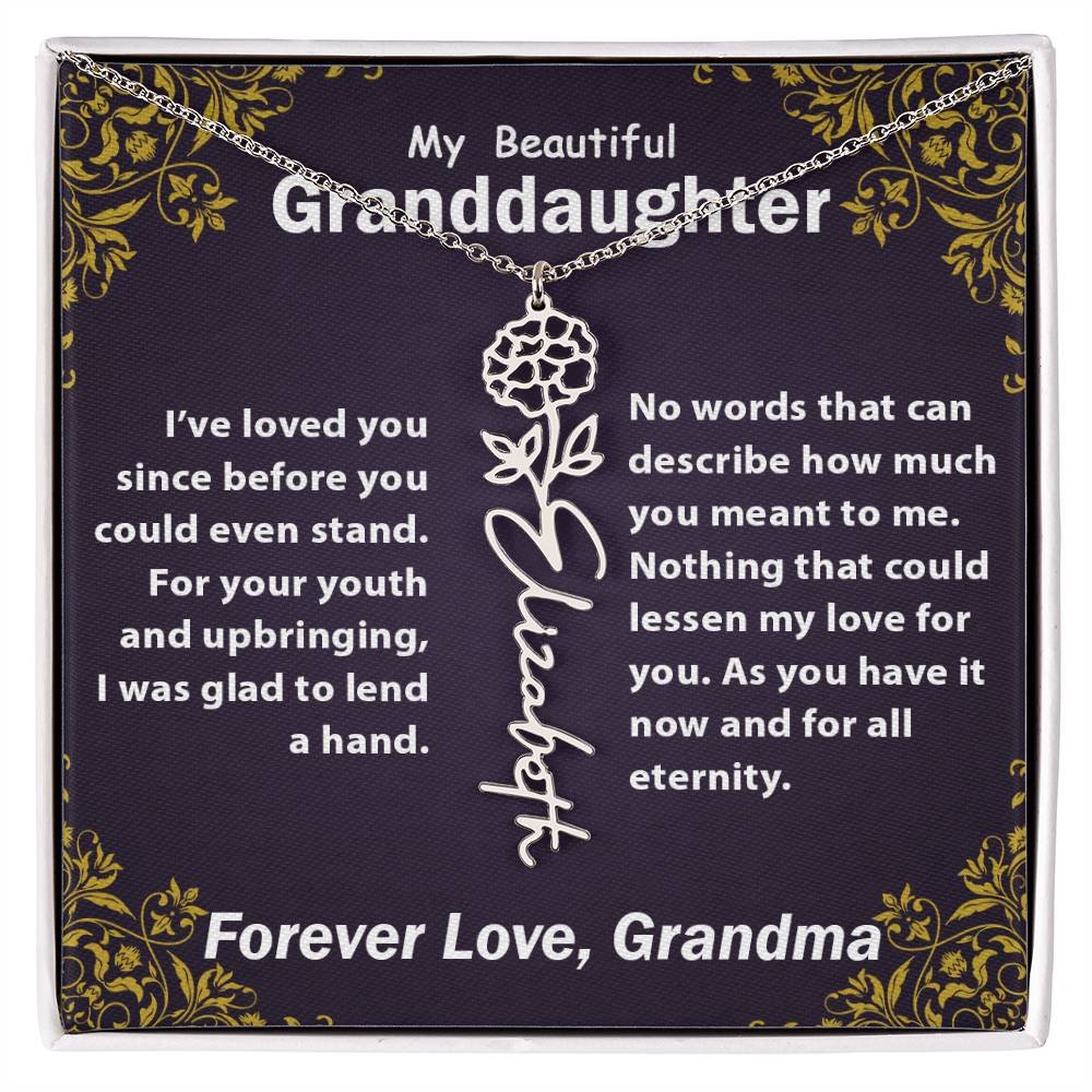Personalized Flower Name Necklace, To My Granddaughter Gift from Grandma #e305 - Image 10