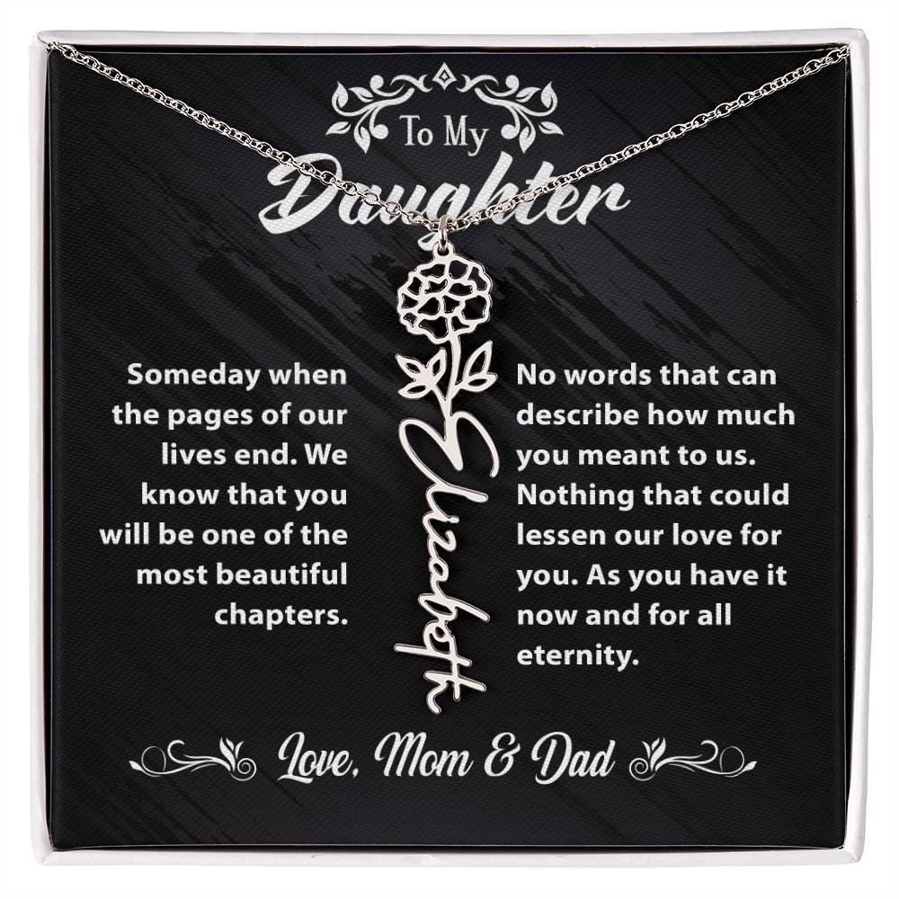 Flower Name Necklace To My Daughter Gift From Mom & Dad #e304 - Image 10
