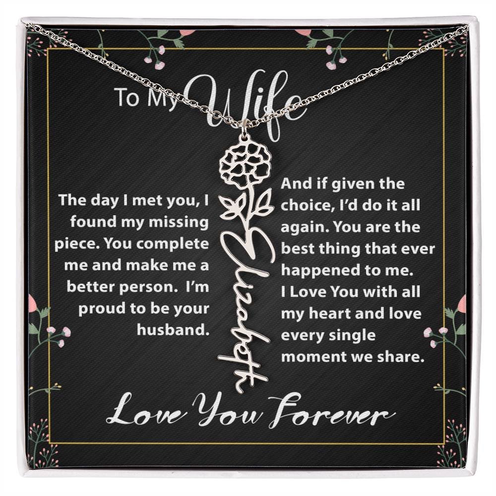 Custom Flower Name Necklace - Message Card Jewelry - Jewelry Inns
