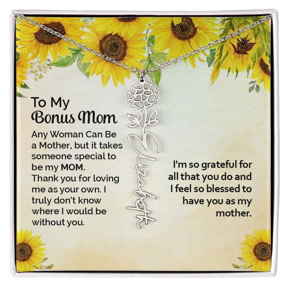Custom Flower Name Necklace Gift To My Bonus Mom #e313 - Image 10