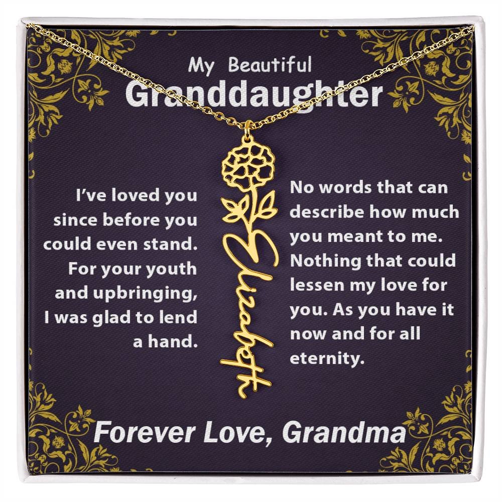 Personalized Flower Name Necklace, To My Granddaughter Gift from Grandma #e305 - Image 22