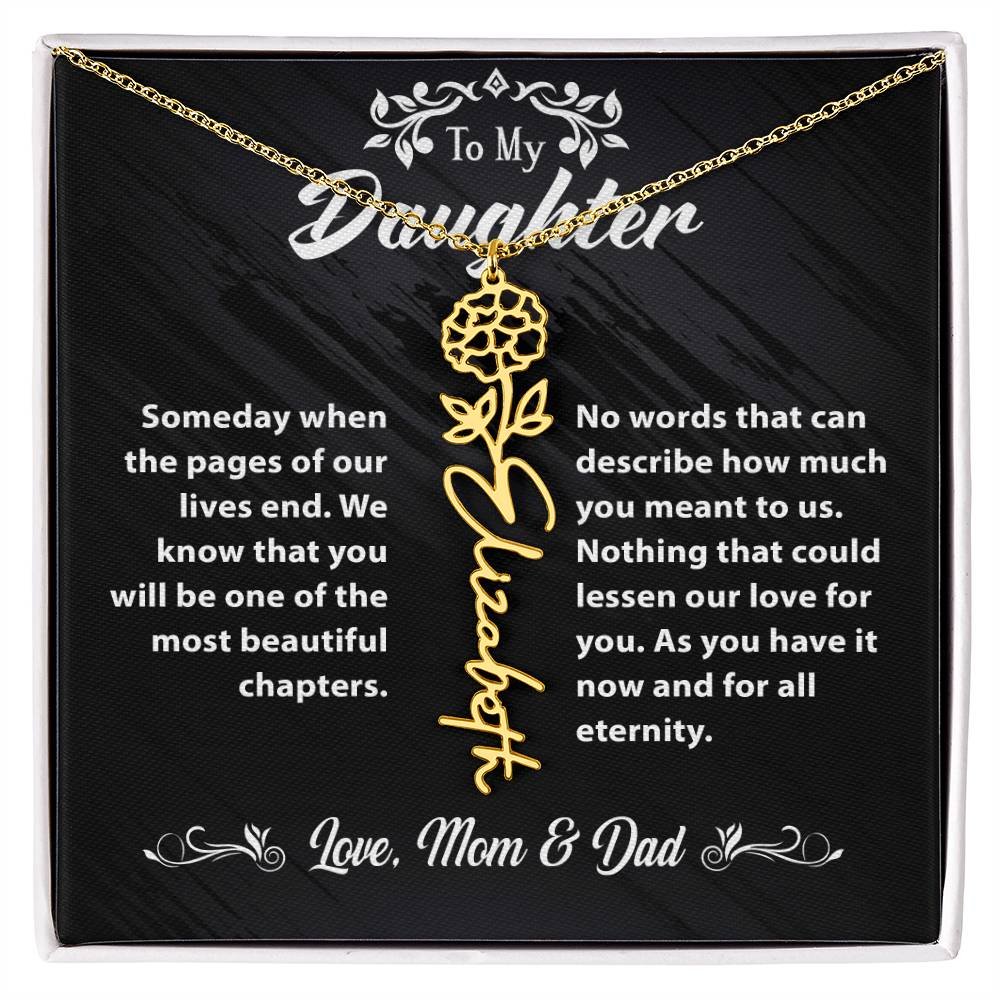 Flower Name Necklace To My Daughter Gift From Mom & Dad #e304 - Image 22
