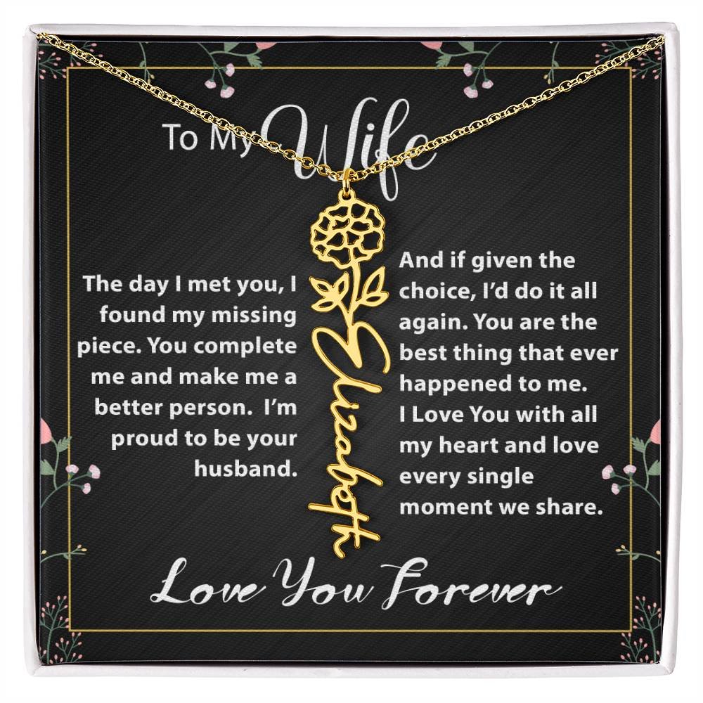 Custom Flower Name Necklace - Message Card Jewelry - Jewelry Inns