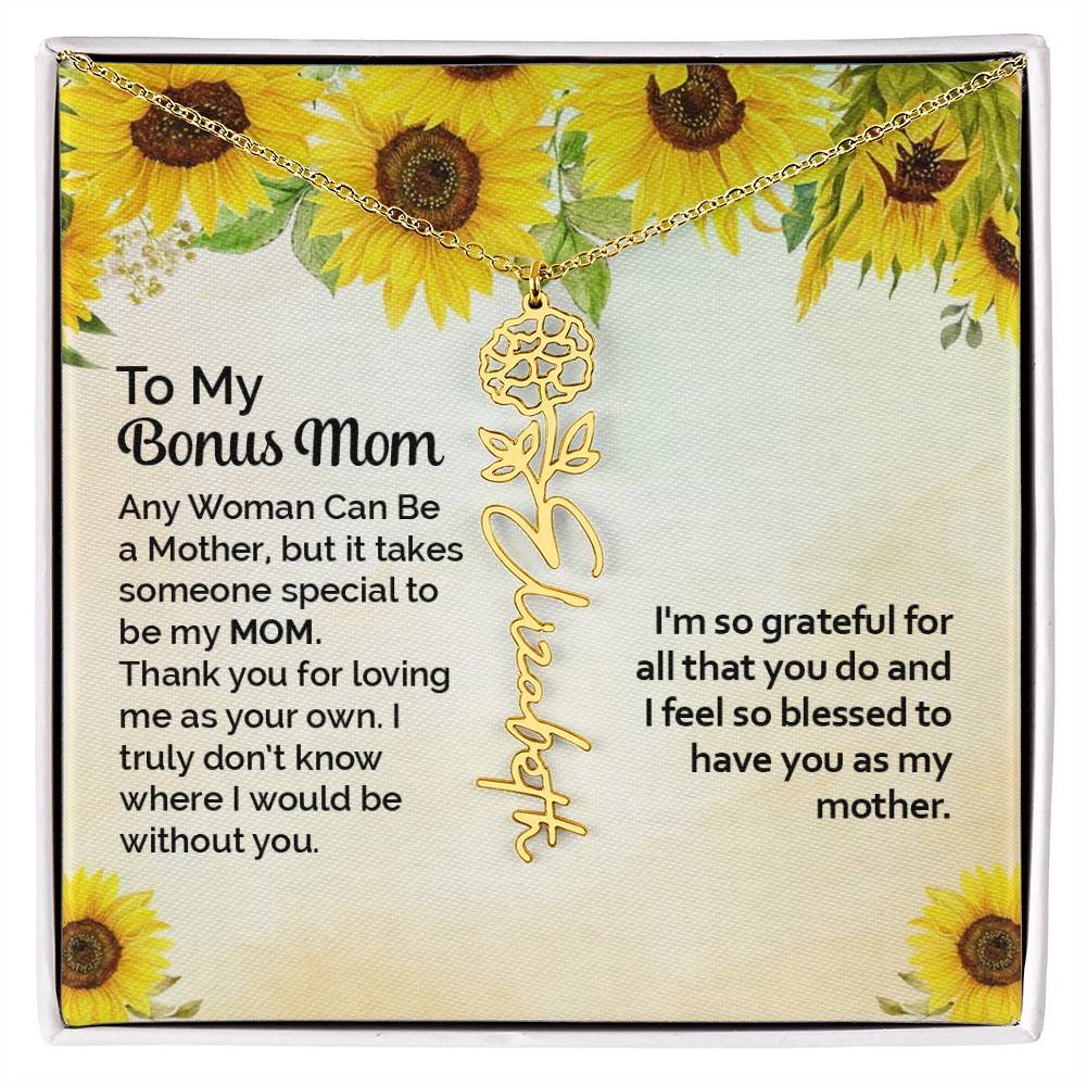 Custom Flower Name Necklace Gift To My Bonus Mom #e313 - Image 22