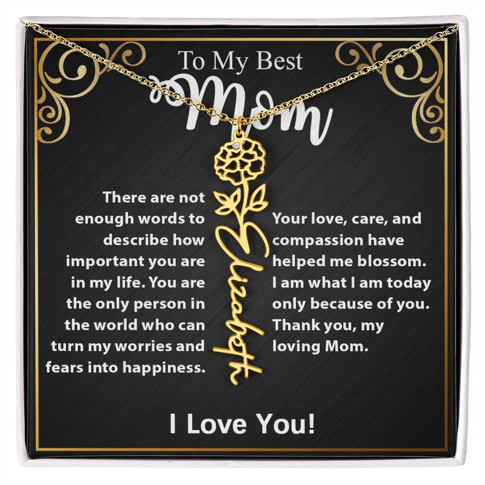 Custom Flower Name Necklace Gift For Mom From Daughter & Son #e307 - Image 22