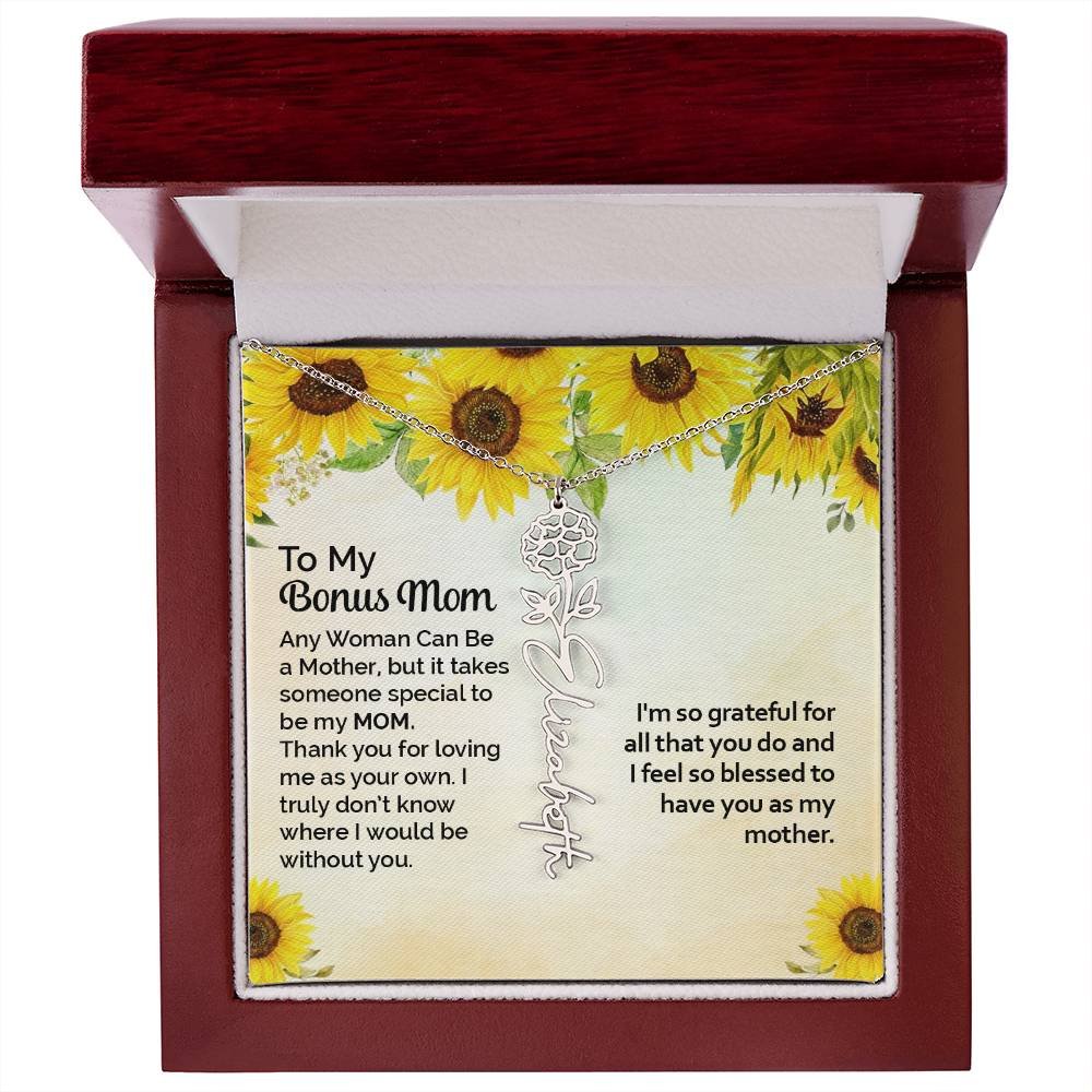 Custom Flower Name Necklace Gift To My Bonus Mom #e313 - Image 34