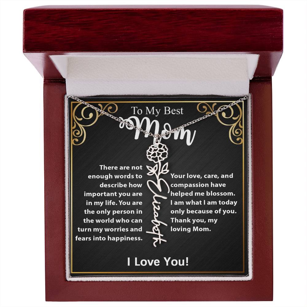 Custom Flower Name Necklace Gift For Mom From Daughter & Son #e307 - Image 34