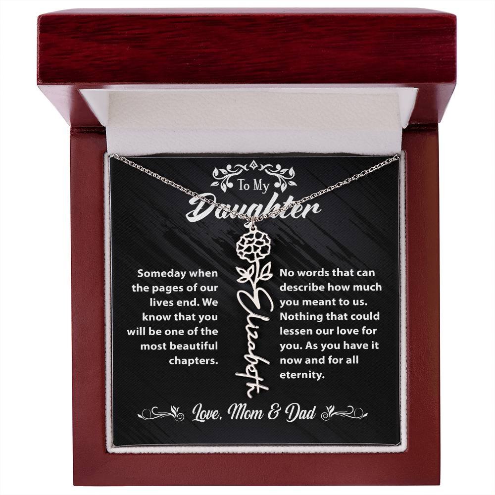 Flower Name Necklace To My Daughter Gift From Mom & Dad #e304 - Image 34