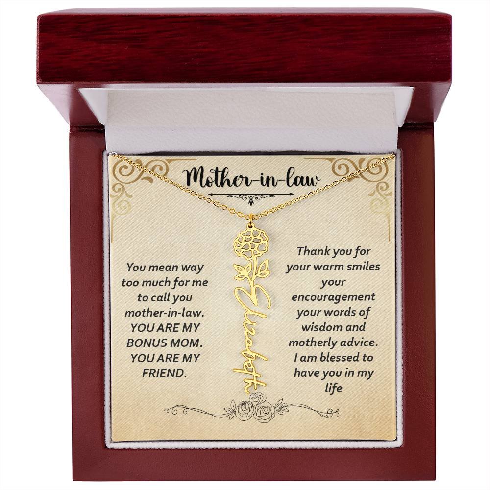 Flower Name Necklace - Custom Flower Name Necklace - Jewelry Inns