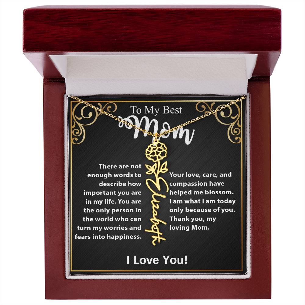 Custom Flower Name Necklace Gift For Mom From Daughter & Son #e307 - Image 45