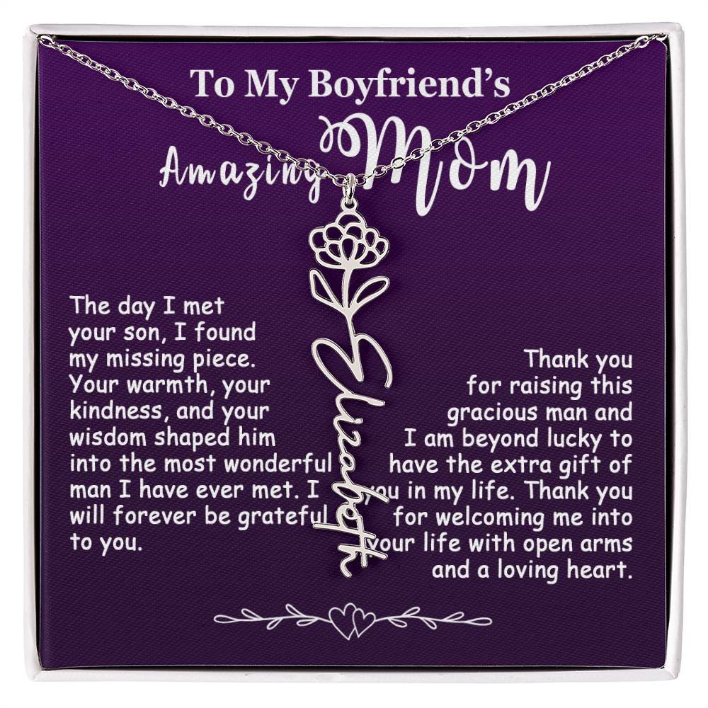 Custom Flower Name Necklace Gift For My Boyfriend's Mom #e308 - Image 11