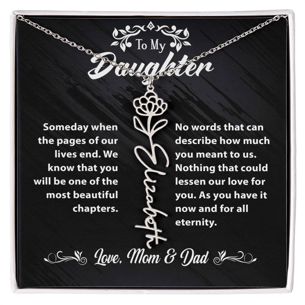 Flower Name Necklace To My Daughter Gift From Mom & Dad #e304 - Image 11
