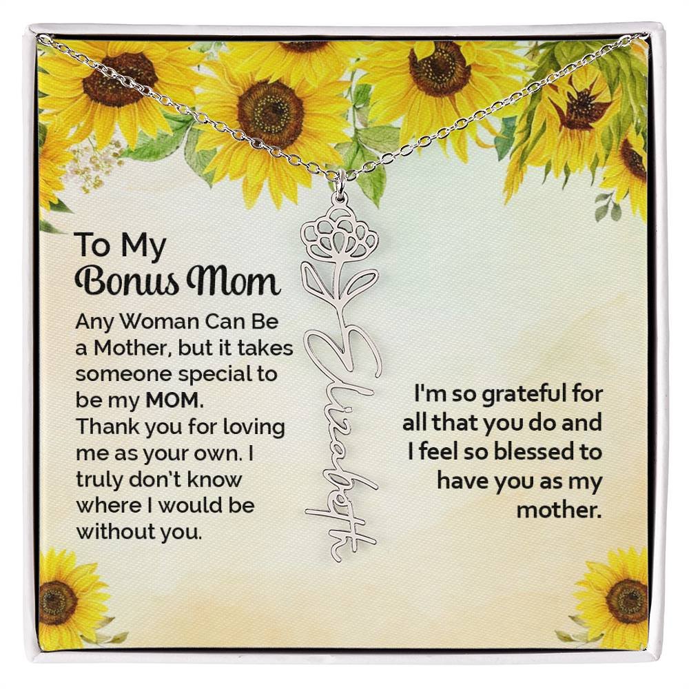 Custom Flower Name Necklace Gift To My Bonus Mom #e313 - Image 11