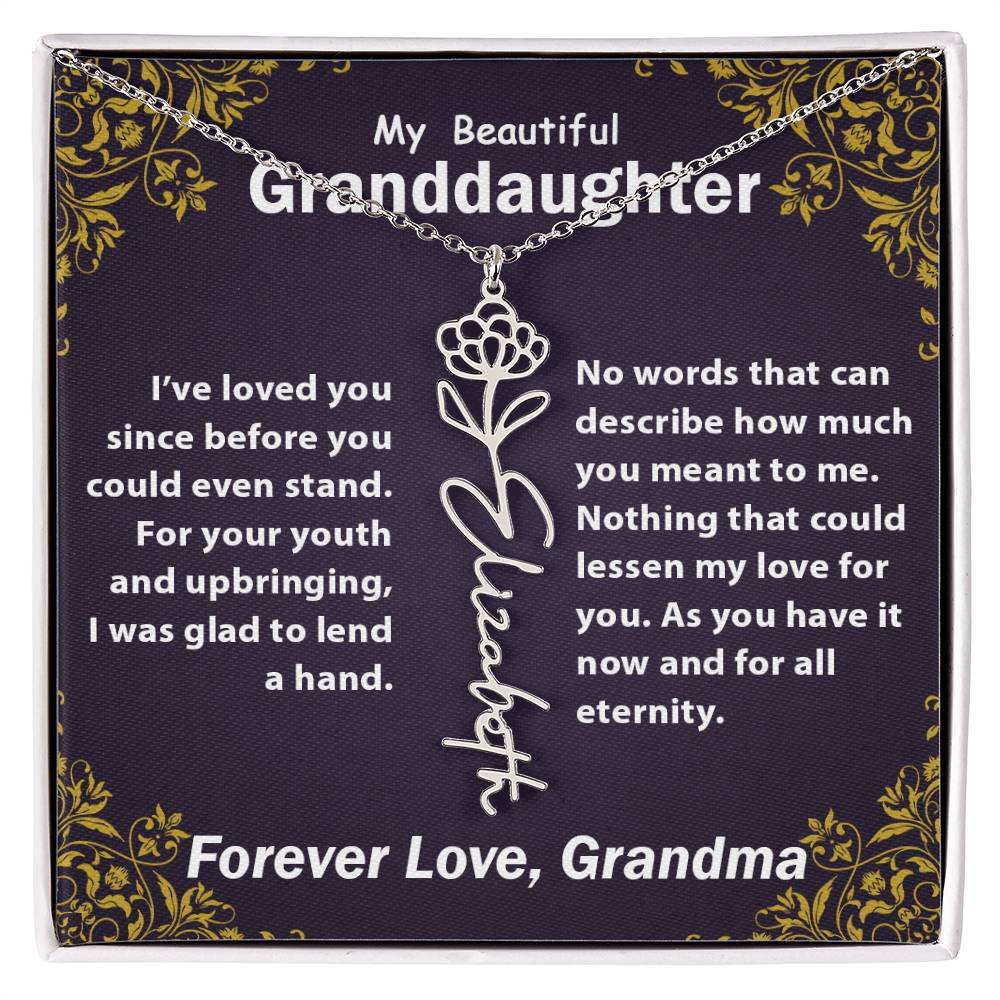 Personalized Flower Name Necklace, To My Granddaughter Gift from Grandma #e305 - Image 11