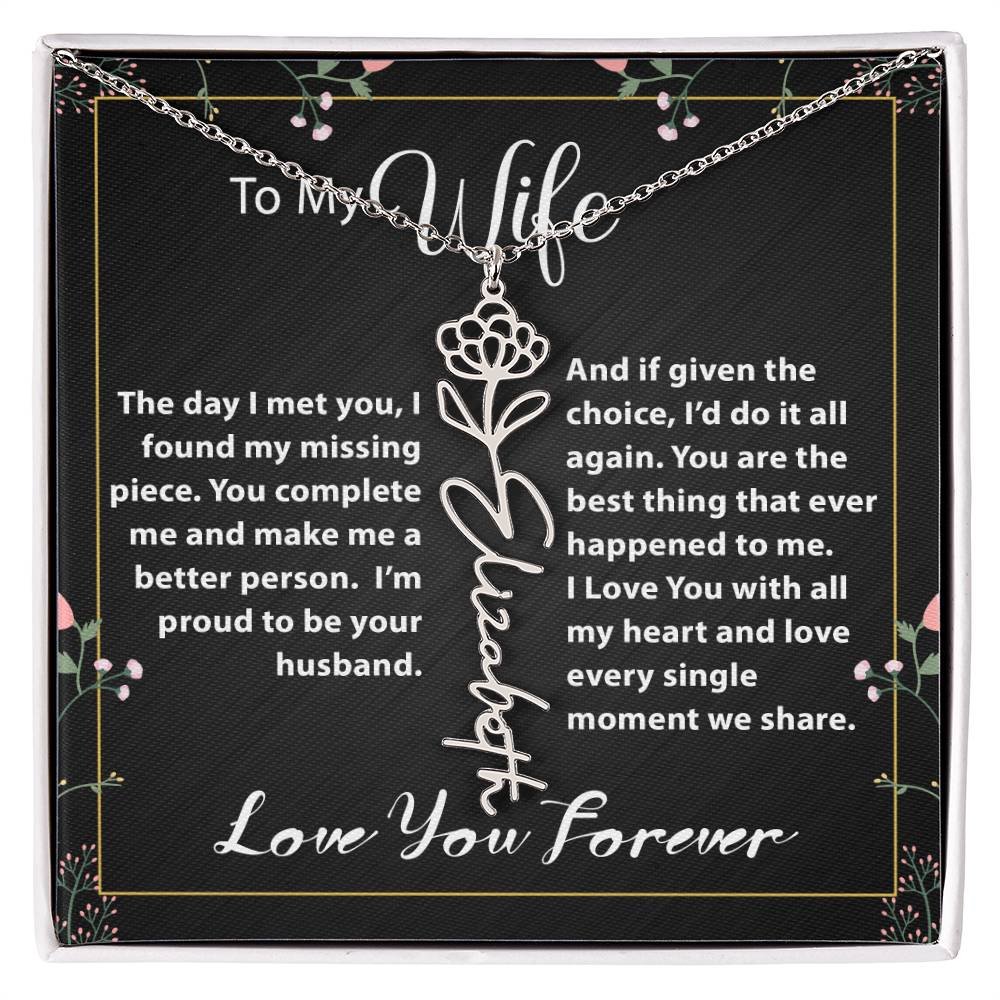Custom Flower Name Necklace - Message Card Jewelry - Jewelry Inns
