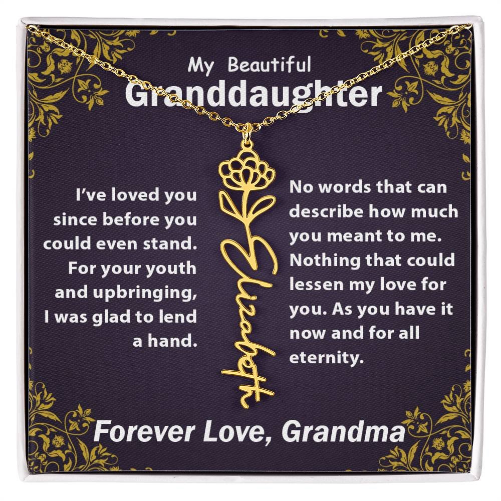 Personalized Flower Name Necklace, To My Granddaughter Gift from Grandma #e305 - Image 23