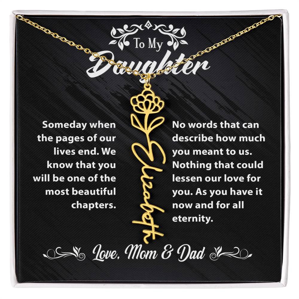 Flower Name Necklace To My Daughter Gift From Mom & Dad #e304 - Image 23