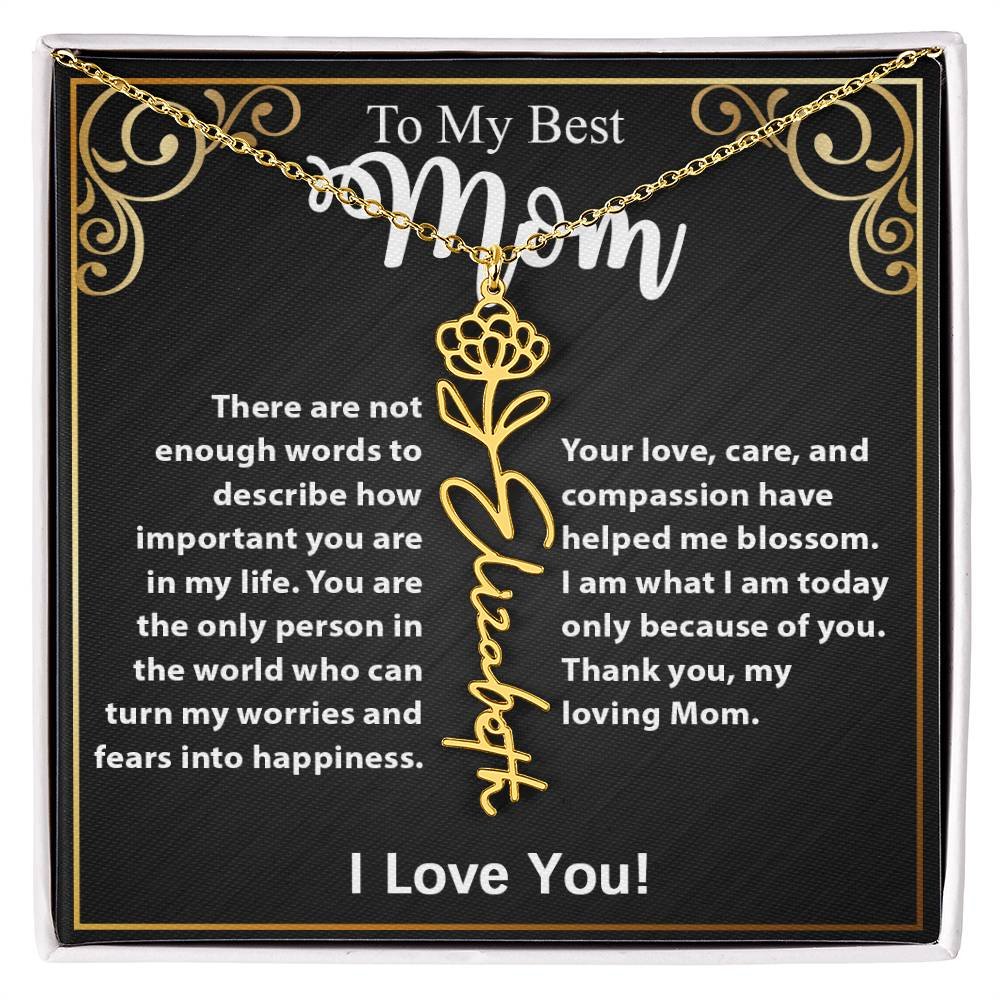 Custom Flower Name Necklace Gift For Mom From Daughter & Son #e307 - Image 23
