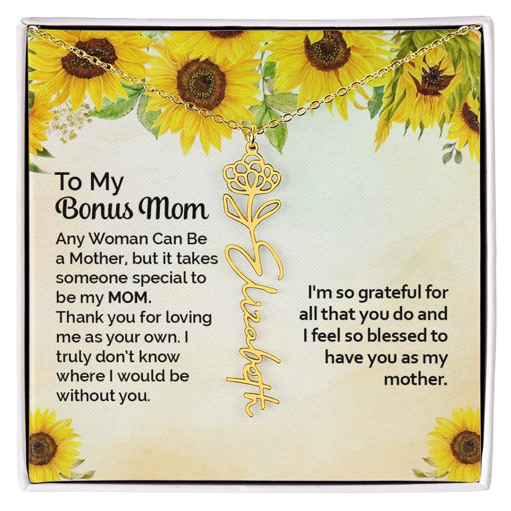 Custom Flower Name Necklace Gift To My Bonus Mom #e313 - Image 23