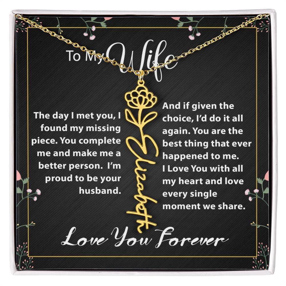 Custom Flower Name Necklace - Message Card Jewelry - Jewelry Inns