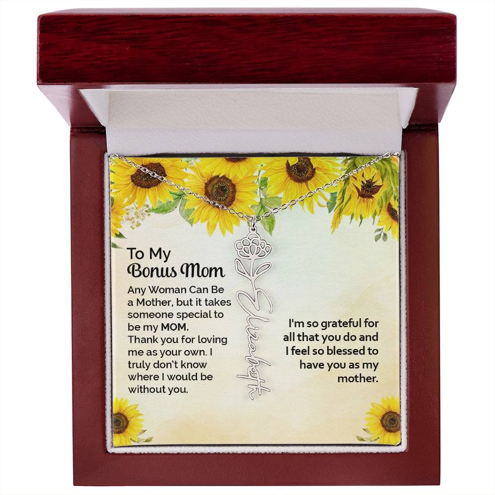 Custom Flower Name Necklace Gift To My Bonus Mom #e313 - Image 35