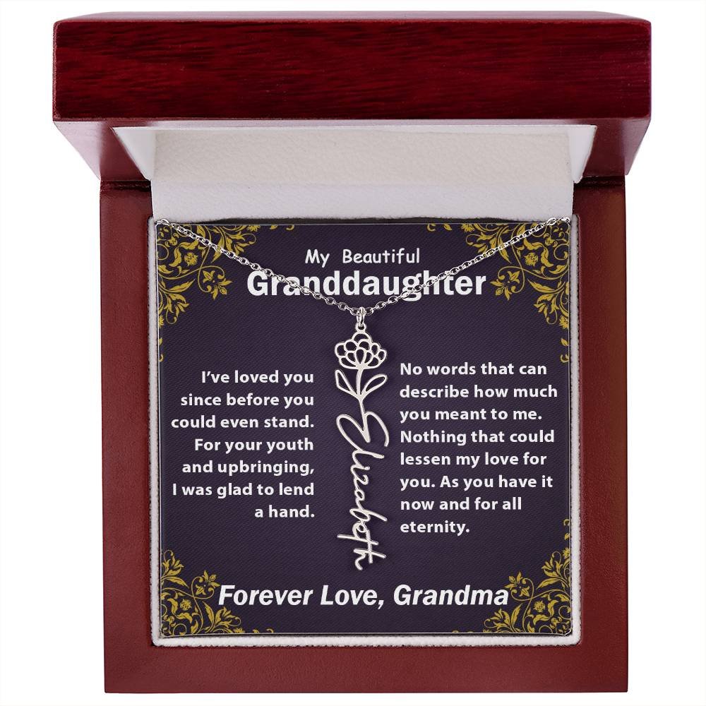 Personalized Flower Name Necklace, To My Granddaughter Gift from Grandma #e305 - Image 35