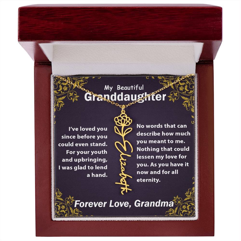 Personalized Flower Name Necklace, To My Granddaughter Gift from Grandma #e305 - Image 47