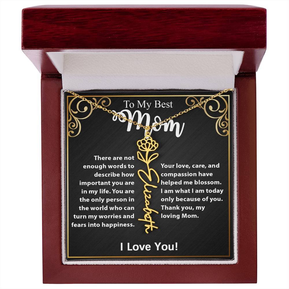 Custom Flower Name Necklace Gift For Mom From Daughter & Son #e307 - Image 46