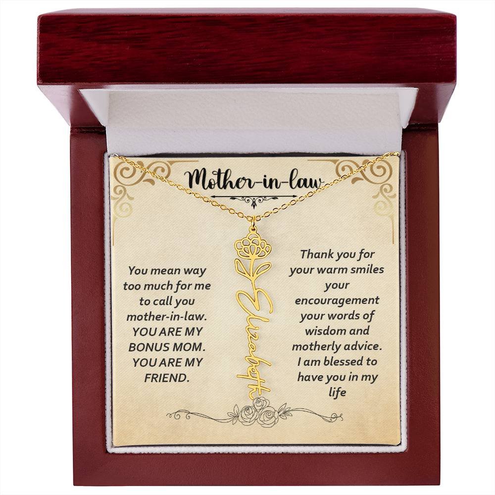 Flower Name Necklace - Custom Flower Name Necklace - Jewelry Inns
