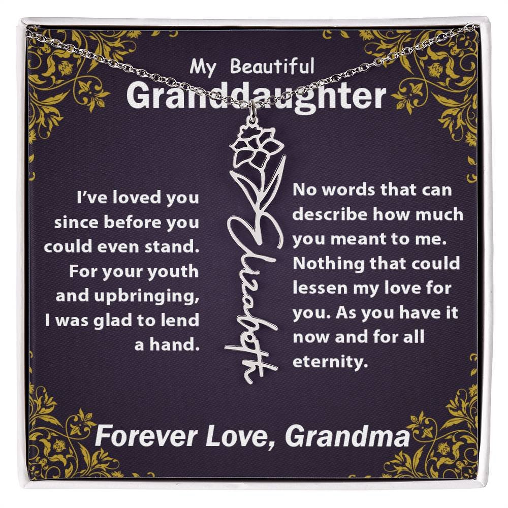 Personalized Flower Name Necklace, To My Granddaughter Gift from Grandma #e305 - Image 12
