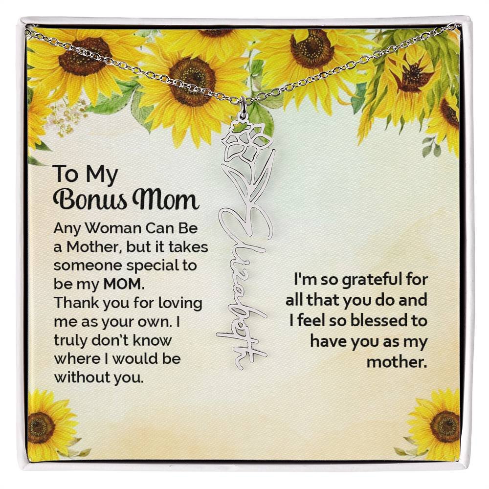 Custom Flower Name Necklace Gift To My Bonus Mom #e313 - Image 12