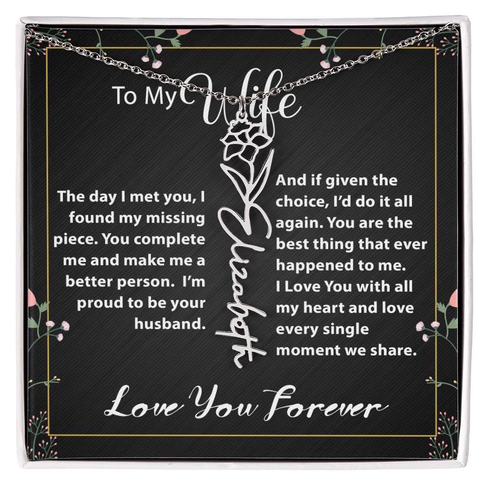 Custom Flower Name Necklace - Message Card Jewelry - Jewelry Inns