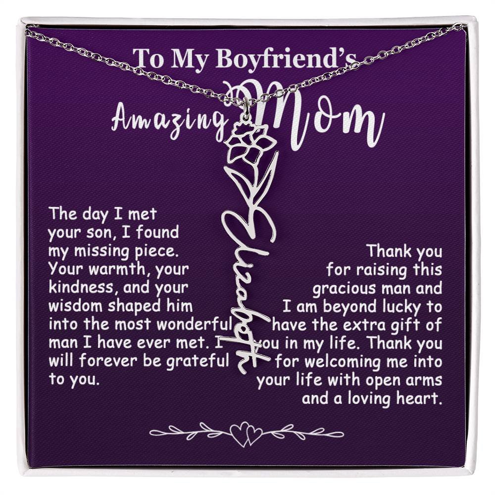 Custom Flower Name Necklace Gift For My Boyfriend's Mom #e308 - Image 12