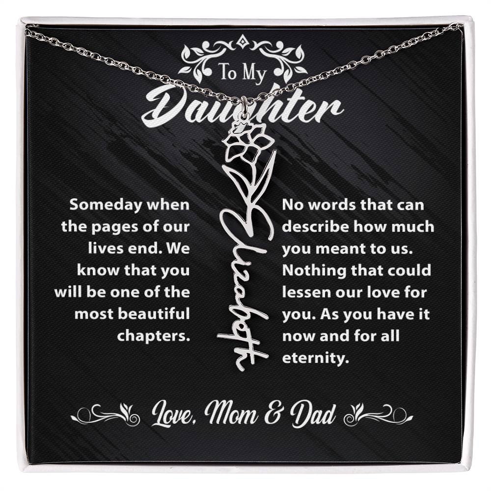Flower Name Necklace To My Daughter Gift From Mom & Dad #e304 - Image 12