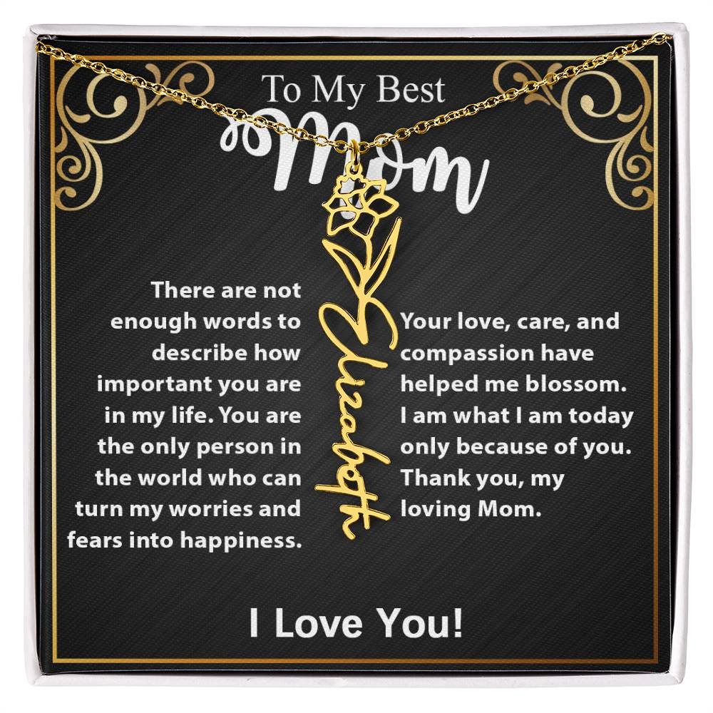 Custom Flower Name Necklace Gift For Mom From Daughter & Son #e307 - Image 24