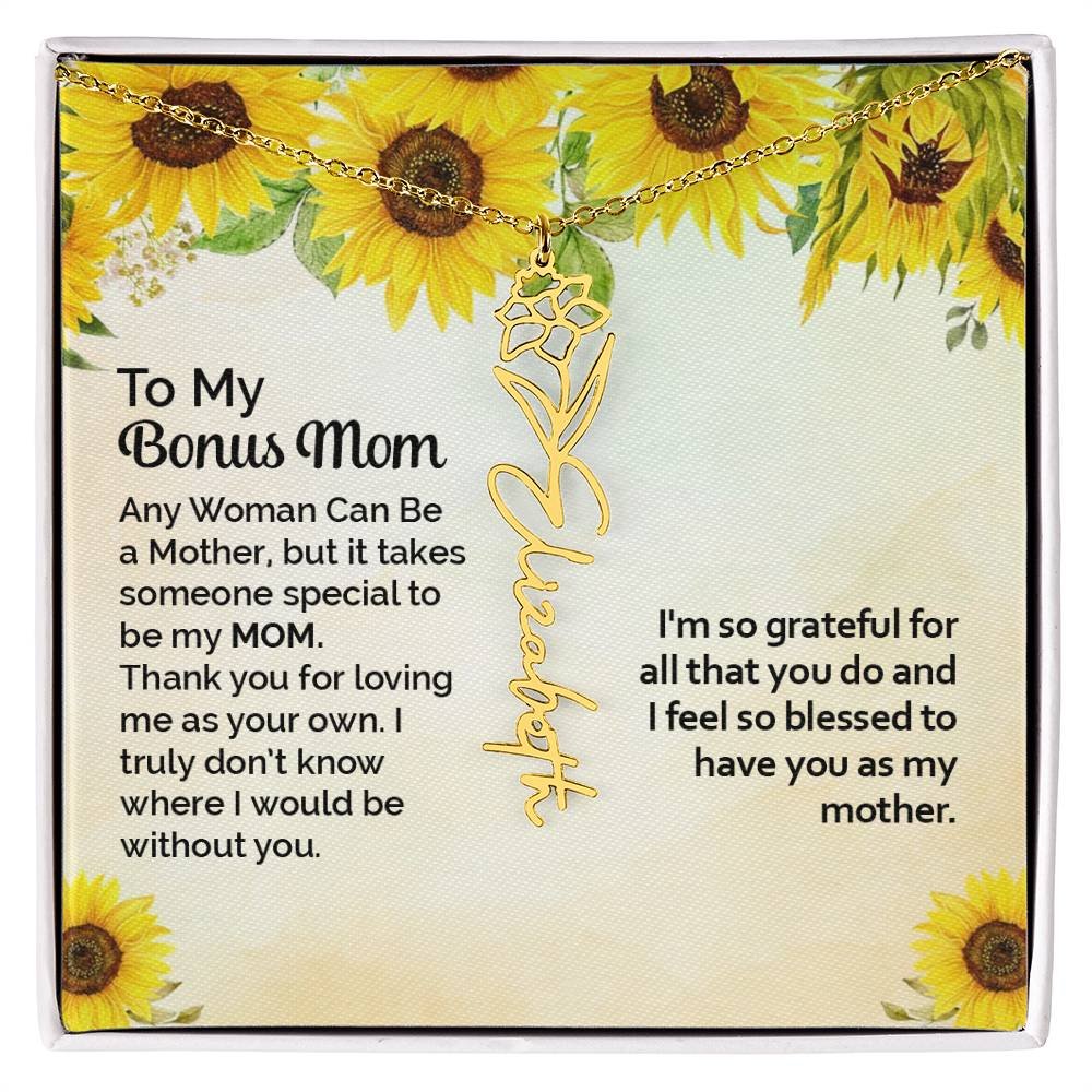 Custom Flower Name Necklace Gift To My Bonus Mom #e313 - Image 24