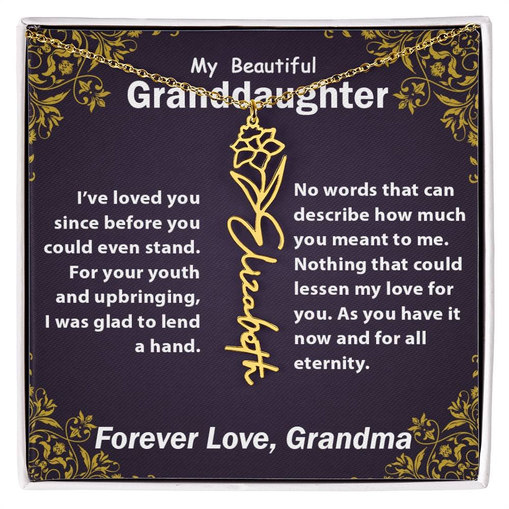 Personalized Flower Name Necklace, To My Granddaughter Gift from Grandma #e305 - Image 24