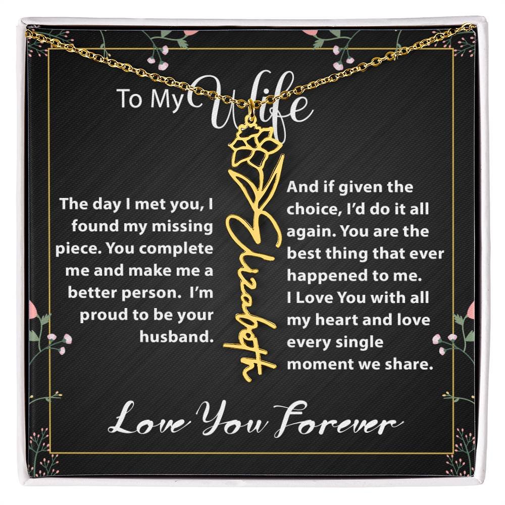 Custom Flower Name Necklace - Message Card Jewelry - Jewelry Inns